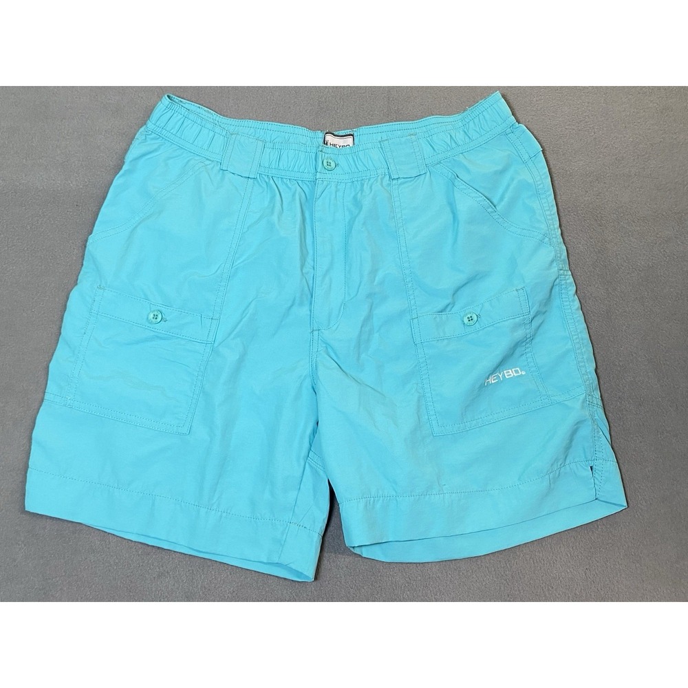 Heybo Men's "Large" Original Fishing Shorts Blue Waist 32-34" Pockets 6" Inseam